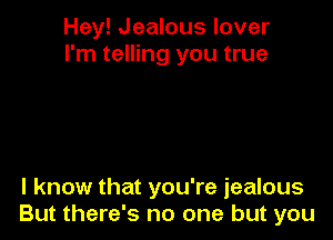 Hey! Jealous lover
I'm telling you true

I know that you're jealous
But there's no one but you