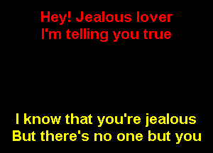 Hey! Jealous lover
I'm telling you true

I know that you're jealous
But there's no one but you