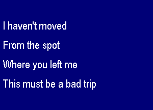I haven't moved
From the spot

Where you left me

This must be a bad trip