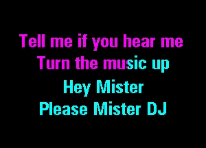 Tell me if you hear me
Turn the music up

Hey Mister
Please Mister DJ