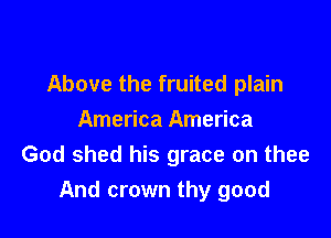 Above the fruited plain

America America
God shed his grace on thee
And crown thy good