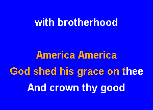with brotherhood

America America
God shed his grace on thee
And crown thy good