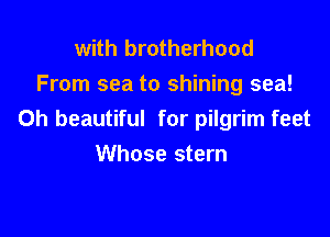 with brotherhood
From sea to shining sea!

0h beautiful for pilgrim feet
Whose stern