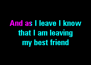 And as I leave I know

that I am leaving
my best friend