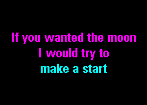 If you wanted the moon

I would try to
make a start