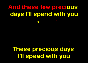 And these few precious
days I'll spend with you

These precious days
I'll spend with you