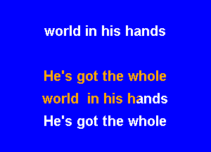 world in his hands

He's got the whole
world in his hands
He's got the whole