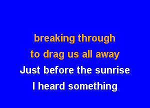 breaking through

to drag us all away
Just before the sunrise
I heard something