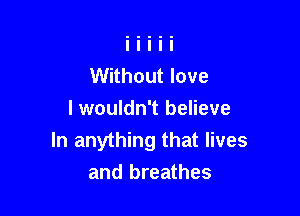 Without love

I wouldn't believe
In anything that lives
and breathes