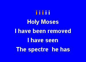 Holy Moses
I have been removed
I have seen

The spectre he has