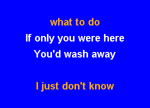 what to do
If only you were here
You'd wash away

ljust don't know