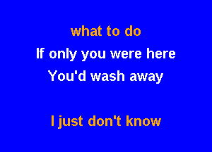 what to do
If only you were here
You'd wash away

ljust don't know