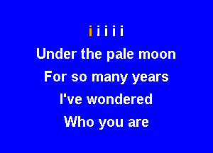Under the pale moon

For so many years

I've wondered
Who you are