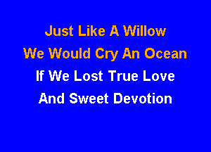 Just Like A Willow
We Would Cry An Ocean
If We Lost True Love

And Sweet Devotion
