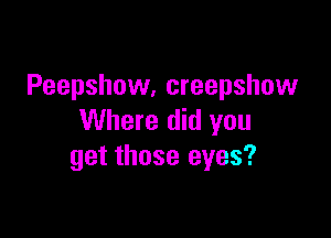 Peepshow, creepshow

Where did you
get those eyes?