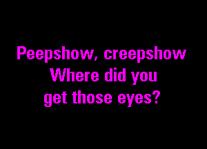 Peepshow, creepshow

Where did you
get those eyes?