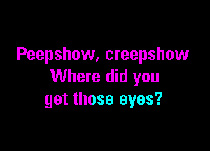 Peepshow, creepshow

Where did you
get those eyes?