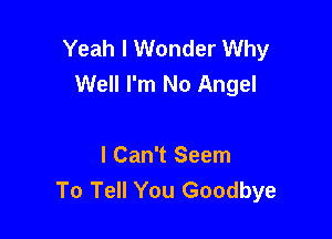 Yeah I Wonder Why
Well I'm No Angel

I Can't Seem
To Tell You Goodbye