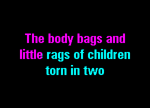 The body bags and

little rags of children
torn in two