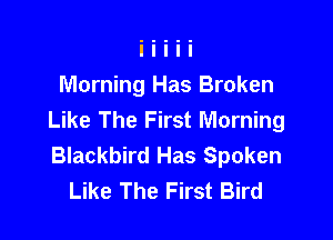 Morning Has Broken
Like The First Morning

Blackbird Has Spoken
Like The First Bird