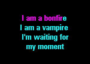 I am a bonfire
I am a vampire

I'm waiting for
my moment