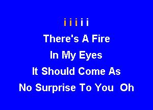 There's A Fire

In My Eyes
It Should Come As
No Surprise To You Oh