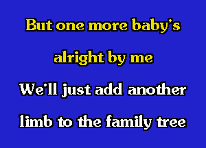 But one more baby's
alright by me
We'll just add another

limb to the family tree