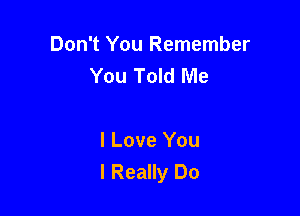 Don't You Remember
You Told Me

I Love You
I Really Do