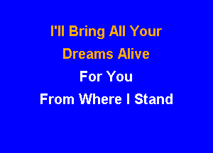 I'll Bring All Your
Dreams Alive

For You
From Where I Stand