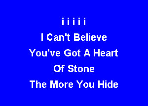 I Can't Believe

You've Got A Heart
Of Stone
The More You Hide