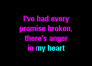 I've had every
promise broken,

there's anger
in my heart