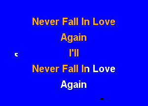 Never Fall In Love
Again
I'll
Never Fall In Love

Again