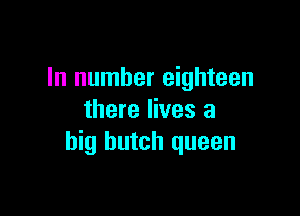 In number eighteen

there lives a
big butch queen
