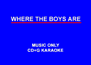 WHERE THE BOYS ARE

MUSIC ONLY
CDAtG KARAOKE