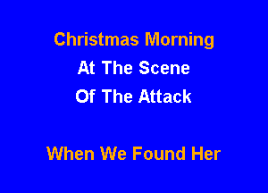 Christmas Morning
At The Scene
Of The Attack

When We Found Her