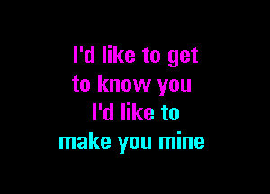 I'd like to get
to know you

I'd like to
make you mine