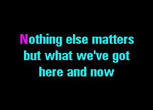Nothing else matters

but what we've got
here and now
