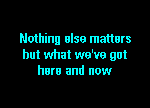 Nothing else matters

but what we've got
here and now