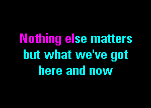 Nothing else matters

but what we've got
here and now