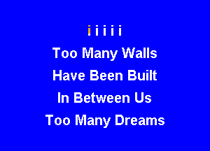 Too Many Walls
Have Been Built
In Between Us

Too Many Dreams