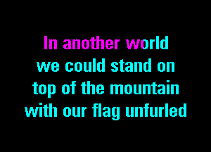 In another world
we could stand on

top of the mountain
with our flag unfurled