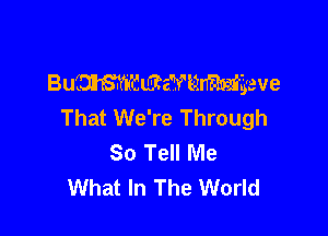 BuiDlSh'ifClEta'W-lnimgeve
That We're Through

So Tell Me
What In The World