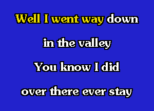 Well I went way down

in the valley
You know I did

over there ever stay