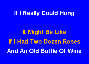 If I Really Could Hung

It Might Be Like
If I Had Two Dozen Roses
And An Old Bottle 0f Wine