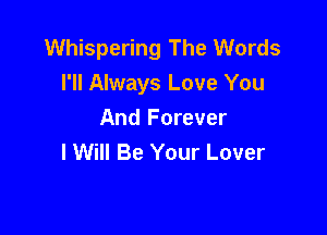 Whispering The Words
I'll Always Love You

And Forever
I Will Be Your Lover
