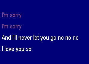 And I'll never let you go no no no

I love you so