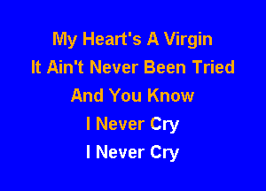 My Heart's A Virgin
It Ain't Never Been Tried
And You Know

I Never Cry
I Never Cry