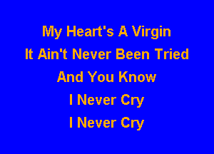 My Heart's A Virgin
It Ain't Never Been Tried
And You Know

I Never Cry
I Never Cry