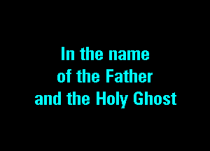 In the name

of the Father
and the Holy Ghost