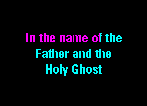 In the name of the

Father and the
Holy Ghost